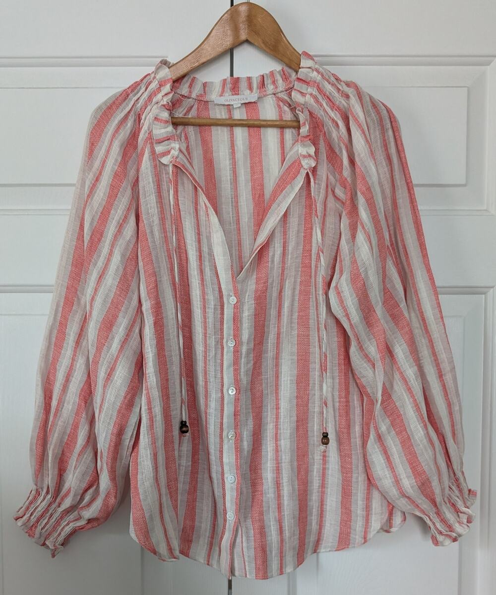 Olivalicious Striped Boho Hemp Pullover Top